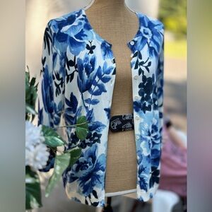 Cashmere Blend Delft Blue •NEVER WORN • Sweater Talbots Petites Cardigan